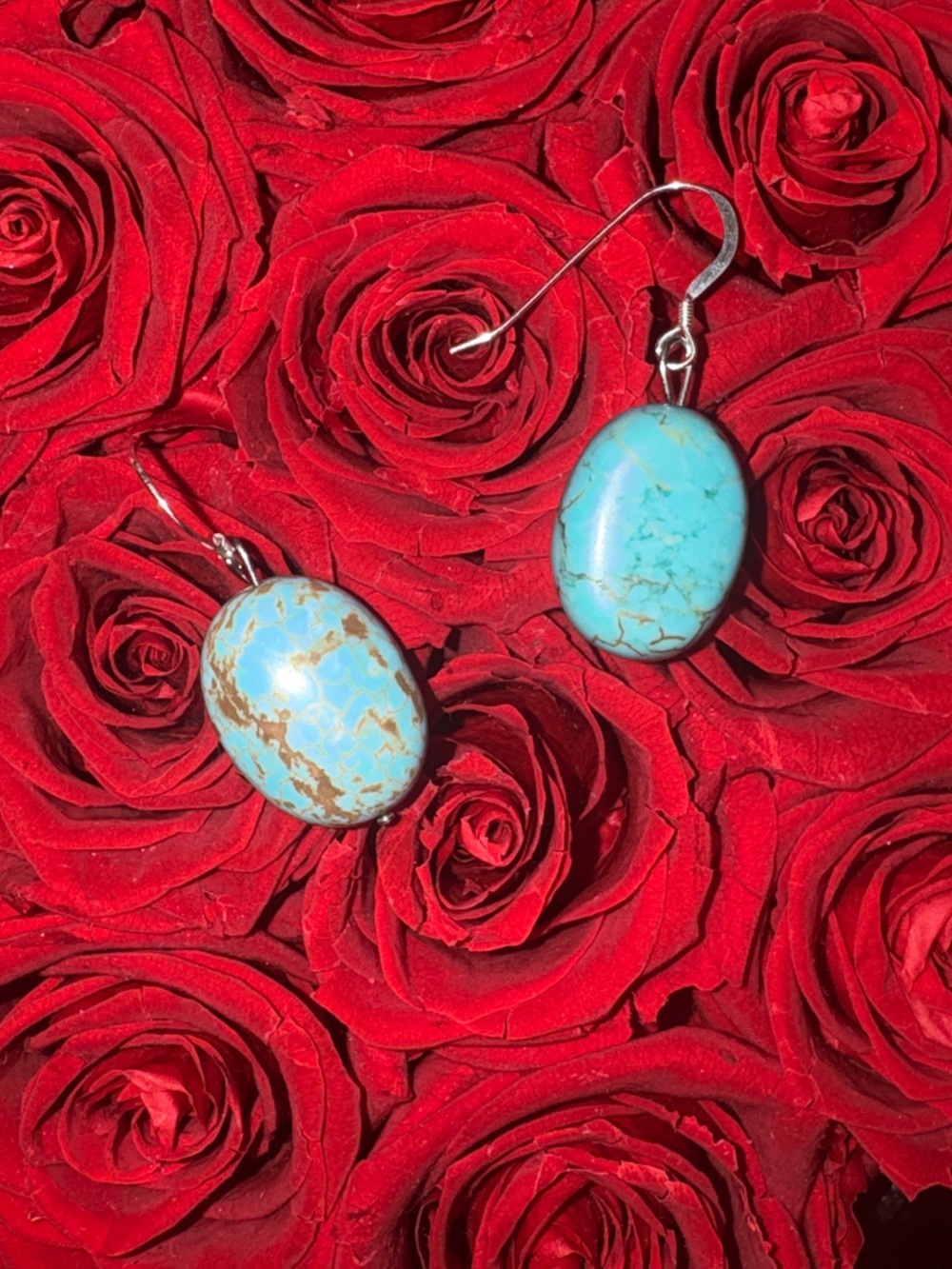Handcrafted Turquoise Gemstone Drop Earrings | Silver-Plated Hooks